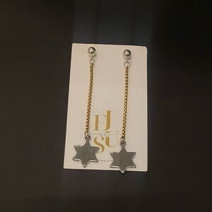 Handmade Gold plated titanium and sterling Silver 925 Star Dangle Earrings